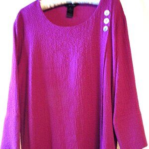 EUC! Ali Miles XL Poly/Rayon/Span RASPBERRY Top Decorative Buttons Front/Cuffs